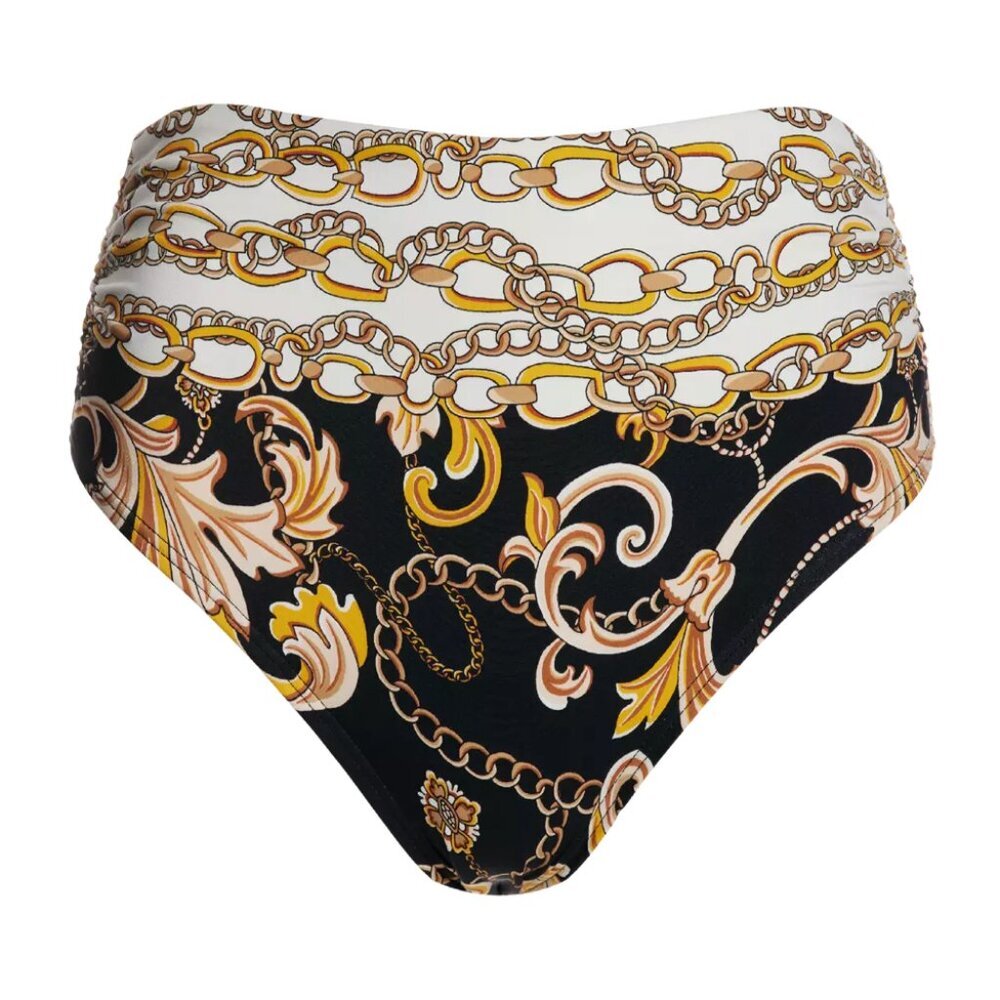 NWT Carmen Marc Valvo Swim Sense Filigree Status High Waist Bikini Bottom XS